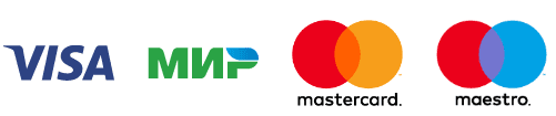Логотипы карт: VISA, Мир, Mastercard и Maestro